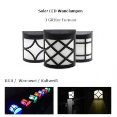 0,36W RGB Warmweiß Kaltweiß Solar LED Wandlampe Wandleuchte Gitter Form 